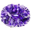 2 Pack Cheerleading Pom Poms with Handle, Metallic Foil Cheer Pom Poms, Cheerleader Pom Poms for Sports Party Dance Team Cheering Squad Spirit Kids Adult, Purple and Silver view 1