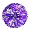 2 Pack Cheerleading Pom Poms with Handle, Metallic Foil Cheer Pom Poms, Cheerleader Pom Poms for Sports Party Dance Team Cheering Squad Spirit Kids Adult, Purple and Silver view 2