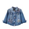 Autumn Girls Denim Jackets Coats Embroidered Flowers Lapel Cowboy Coat Denim Jacket for Baby Girls Floral Jeans Outwear Blue 4T view 1
