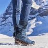 oiangi Womens Mid-calf Snow Boots Fashion Back Strap Woolen Yarn Elastic Round Toe Square Heel Slip-On Boots Winter Outdoor Warm Casual Shoes view 2