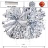 2 Pack Cheerleading Pom Poms with Handle, Metallic Foil Cheer Pom Poms, Cheerleader Pom Poms for Sports Party Dance Team Cheering Squad Spirit Kids Adult, Silver view 3