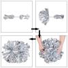 2 Pack Cheerleading Pom Poms with Handle, Metallic Foil Cheer Pom Poms, Cheerleader Pom Poms for Sports Party Dance Team Cheering Squad Spirit Kids Adult, Silver view 4