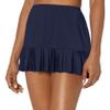 24th & Ocean womens Mid Waist Skirted Hipster Swimsuit Bikini Bottoms, Midnight Solid, Large US view 1