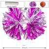 2 Pack Cheerleading Pom Poms with Handle, Metallic Foil Cheer Pom Poms, Cheerleader Pom Poms for Sports Party Dance Team Cheering Squad Spirit Kids Adult, Rose and Silver view 4