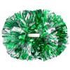 2 Pack Cheerleading Pom Poms with Handle, Metallic Foil Cheer Pom Poms, Cheerleader Pom Poms for Sports Party Dance Team Cheering Squad Spirit Kids Adult, Green and Silver view 1