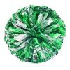 2 Pack Cheerleading Pom Poms with Handle, Metallic Foil Cheer Pom Poms, Cheerleader Pom Poms for Sports Party Dance Team Cheering Squad Spirit Kids Adult, Green and Silver view 2