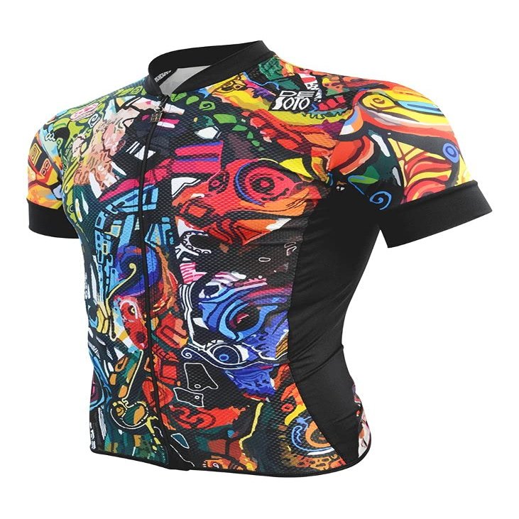 De Soto Skin Cooler Full Zip Tri Top Short Sleeve - FVSC - (Entropy of Color, Small)