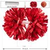 2 Pack Cheerleading Pom Poms with Handle, Metallic Foil Cheer Pom Poms, Cheerleader Pom Poms for Sports Party Dance Team Cheering Squad Spirit Kids Adult, Red view 3