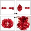 2 Pack Cheerleading Pom Poms with Handle, Metallic Foil Cheer Pom Poms, Cheerleader Pom Poms for Sports Party Dance Team Cheering Squad Spirit Kids Adult, Red view 4