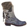 oiangi Womens Mid-calf Snow Boots Fashion Back Strap Woolen Yarn Elastic Round Toe Square Heel Slip-On Boots Winter Outdoor Warm Casual Shoes view 1