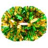 2 Pack Cheerleading Pom Poms with Handle, Metallic Foil Cheer Pom Poms, Cheerleader Pom Poms for Sports Party Dance Team Cheering Squad Spirit Kids Adult, Green and Gold view 1
