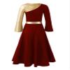 Agoky Kids Girls Metallic Praise Dance Dress Full Length Liturgical Worship Ruffle Hem Long Sleeve Lyrical Dancewear Red 8 Years view 2