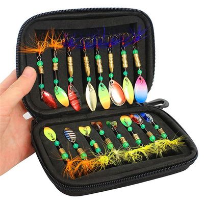 YUNSI Baites and Attactants 17pcs/Set Fishing Lure Eva Composite Sequin Fishing Spinner Lures + Portable Carry Bag Packing: EVA Foam Inner core for Fishing