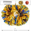 2 Pack Cheerleading Pom Poms with Handle, Metallic Foil Cheer Pom Poms, Cheerleader Pom Poms for Sports Party Dance Team Cheering Squad Spirit Kids Adult, Blue and Gold view 3