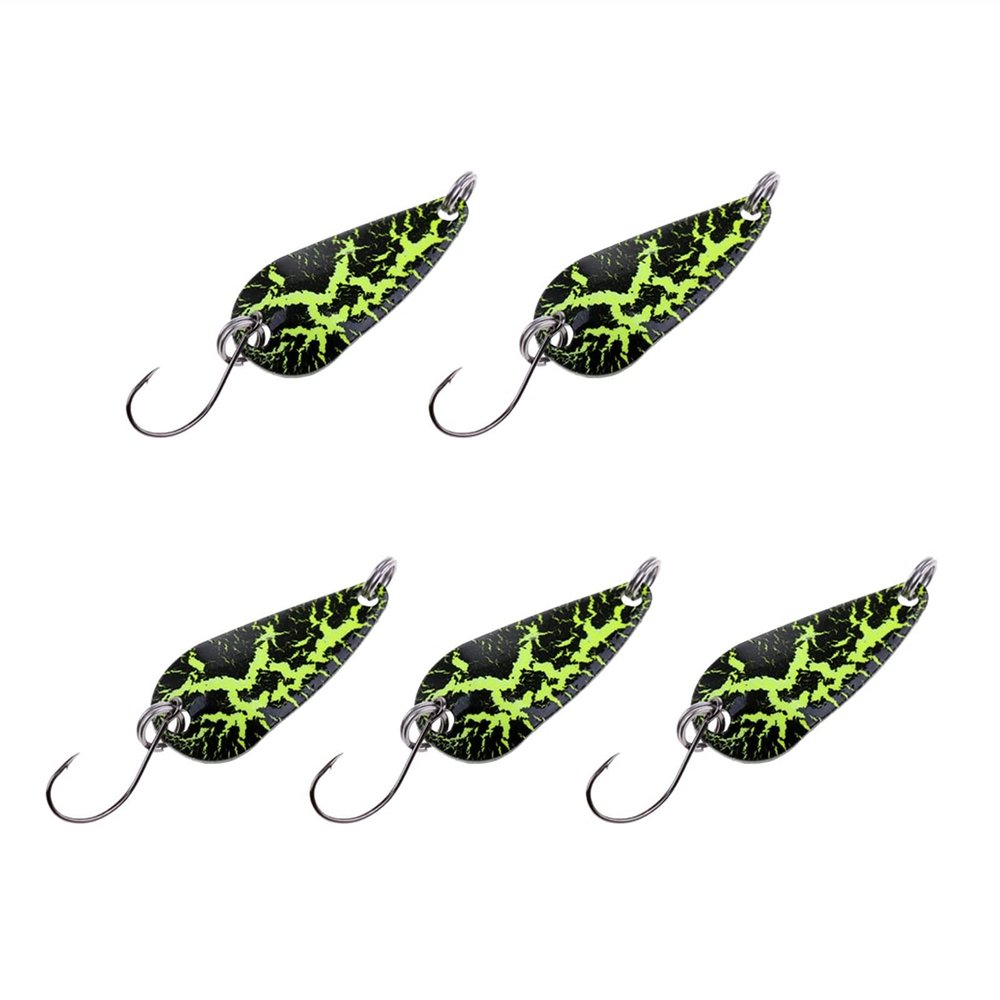 HangFuture 5Pcs Paillette Spoon Sequin Bait Metal Fishing Lure with Single Hook Spinner Fishing Lures for Fishing(Black)