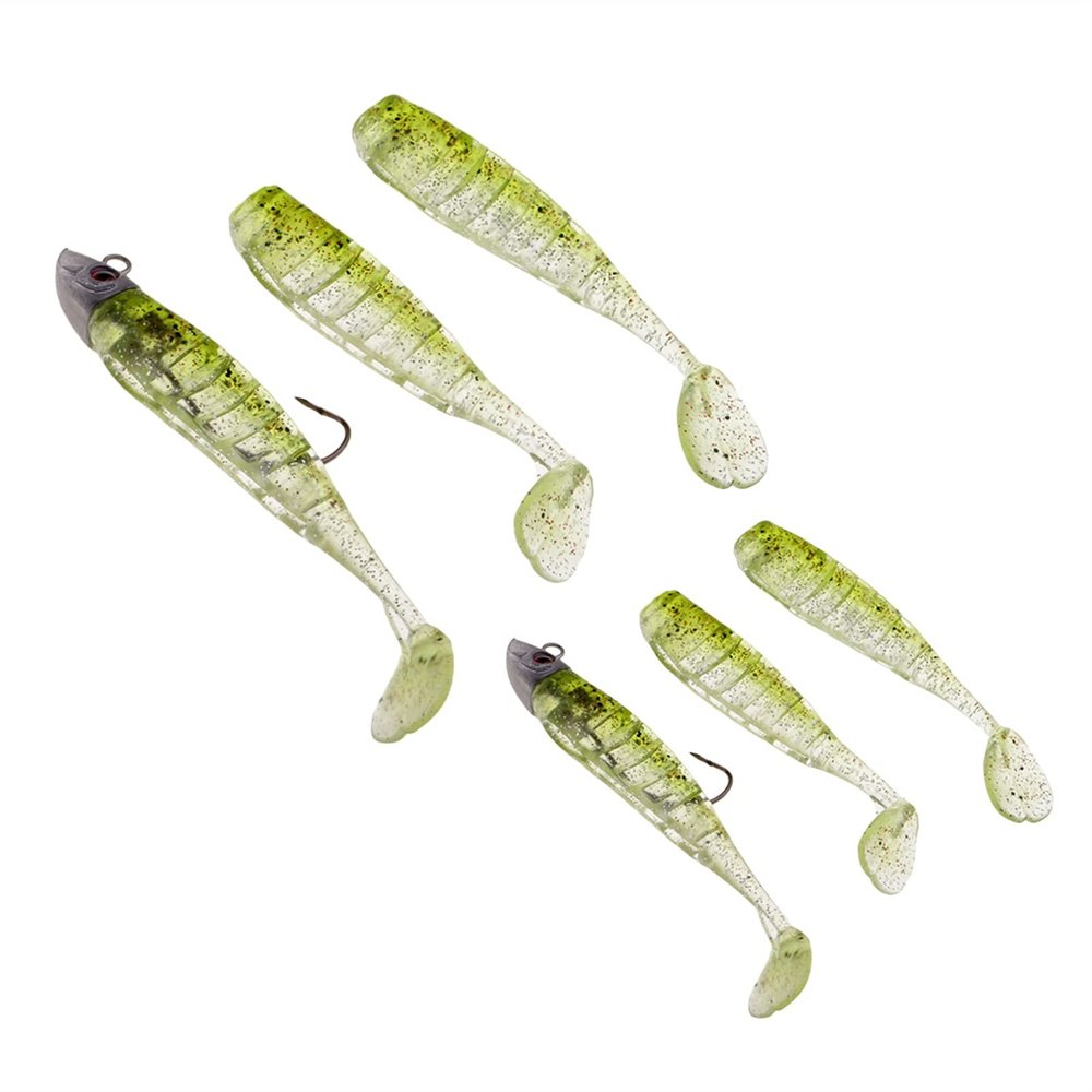Baites and Attactants 6pcs Shad Fishing Lure Soft Plastic Fish Bait Jig Head Swimbait Grub Worm Shad Fishing Lure for Fishing for Fishing (Color : Yellow)