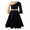 Agoky Kids Girls Metallic Praise Dance Dress Full Length Liturgical Worship Ruffle Hem Long Sleeve Lyrical Dancewear Black 8 Years view 2