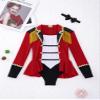 Agoky Girls Circus Ringleader Costume Long Sleeve Button Ringmaster Jumpsuit Tassel Dance Leotard Halloween Fancy Dress Up Red 14 Years view 4