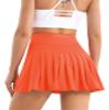 Betaven Pleated Tennis Skirts for Women with Pockets Build in Shorts Golf Skort High Waisted Athletic Running Activewear,A-Orange,XX-Large view 1