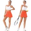 Betaven Pleated Tennis Skirts for Women with Pockets Build in Shorts Golf Skort High Waisted Athletic Running Activewear,A-Orange,XX-Large view 2
