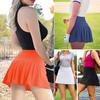 Betaven Pleated Tennis Skirts for Women with Pockets Build in Shorts Golf Skort High Waisted Athletic Running Activewear,A-Orange,XX-Large view 4