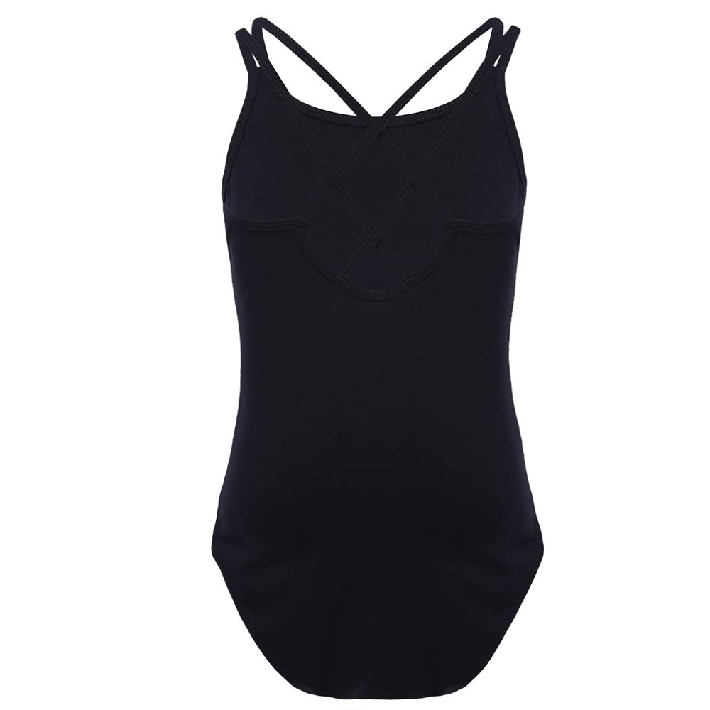 Manyakai Kids Girls Sleeveless Gymnastic Ballet Dance Leotard Camisole Tank Top Bodysuit Dancewear Black 12-14 Years
