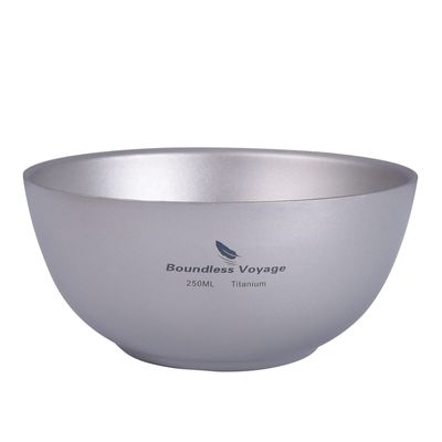Boundless Voyage 250ML Titanium Double Wall Bowl Ultralight Portable Metal Food Rice Bowl Indoor Outdoor Camping Tableware for Adult Children Ti1093T
