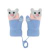 IPENNY Boys Girls Cute Bear Winter Mittens Thick Fleece Lined Knit Gloves with Neck Hang String Full Finger Warm Ski Gloves Cold Weather Outdoor Hand Warmer Wear for Kids Ages 0 to 4 view 3