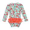 Yihuimin 0-24M Infant Baby Girls One-Piece Swimsuit Floral Printed Swimwear Ruffle Bathing Suit Rash Guard Light Green 18-24 Months view 2