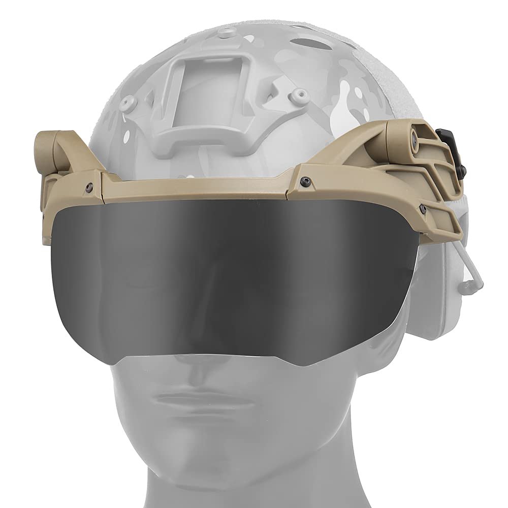 Can Be Quickly Connected to The Tactical Fast Helmet External Flip Goggles, Safety Goggles with 2-Color Lenses,Side ARC Rails