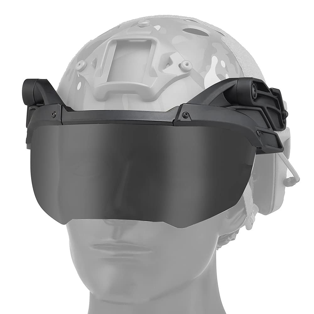 Can Be Quickly Connected to The Tactical Fast Helmet External Flip Goggles, Safety Goggles with 2-Color Lenses,Side ARC Rails