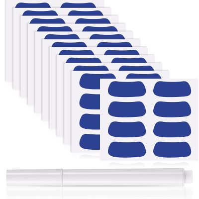 Sumind 48 Pairs Eye Strips Sports Eye Stickers Breathable Strips with 1 White Pencil for Baseball Football Softball Fans on Game Day (Blue)
