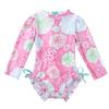 Yihuimin 0-24M Infant Baby Girls One-Piece Swimsuit Floral Printed Swimwear Ruffle Bathing Suit Rash Guard Pink 18-24 Months view 2