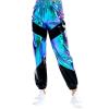 Metallic Pants Streetwear Women Shiny Jogger Rave Pants Casual High Waisted Harem Pant Punk Holographic Hip Hop Sweatpant Disco Dance Hip Hop Leggings Wet Look Club Wear Holographic Blue Large view 2