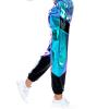 Metallic Pants Streetwear Women Shiny Jogger Rave Pants Casual High Waisted Harem Pant Punk Holographic Hip Hop Sweatpant Disco Dance Hip Hop Leggings Wet Look Club Wear Holographic Blue Large view 3