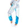 Metallic Pants Streetwear Women Shiny Jogger Rave Pants Casual High Waisted Harem Pant Punk Holographic Hip Hop Sweatpant Disco Dance Hip Hop Leggings Wet Look Club Wear Holographic Silver Small view 4