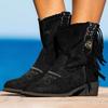Bcshiye Women's Casual Ankle Boots Flat Winter Chunky Heel Fringed Western Boots Pointed Toe Anckle Boots Riding Boots view 2