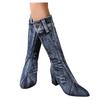 Bcshiye Women's Denim Thigh High Pointy Toe Chunky Heel Boots Side Zipper Knee High Denim Boots Cowboy Boots for Women view 1