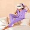 Avidlove Women Pajamas Set Notch Collar Soft Sleepwear Pjs Short Sleeve Button Down Nightwear with Long Pants view 3
