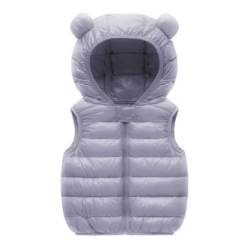 EISHOW Little Baby Girls Boys Warm Sleeveless Waistcoat Cute Hooded Puffer Vest Winter Lightweight Zipper Down Jacket Outwear (Purple,6-12 Months,6 Months,12 Months)