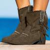 Bcshiye Women's Casual Ankle Boots Flat Winter Chunky Heel Fringed Western Boots Pointed Toe Anckle Boots Riding Boots view 2
