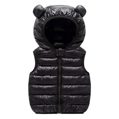 EISHOW Little Baby Girls Boys Warm Sleeveless Waistcoat Cute Hooded Puffer Vest Winter Lightweight Zipper Down Jacket Outwear (Black,18-24 Months,18 Months,24 Months)