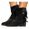 Bcshiye Women's Casual Ankle Boots Flat Winter Chunky Heel Fringed Western Boots Pointed Toe Anckle Boots Riding Boots view 1
