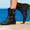 Bcshiye Women's Casual Ankle Boots Flat Winter Chunky Heel Fringed Western Boots Pointed Toe Anckle Boots Riding Boots view 4