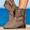 Bcshiye Women's Casual Ankle Boots Flat Winter Chunky Heel Fringed Western Boots Pointed Toe Anckle Boots Riding Boots view 2