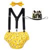 Baby Boys Bumble Bee First Birthday Cake Smash Outfit Honey Bee Diaper Cover Suspenders Bowtie Headband 4PCS Clothes Set for One Year Old Photo Shoot dress Yellow Bee 3-24 Months view 1