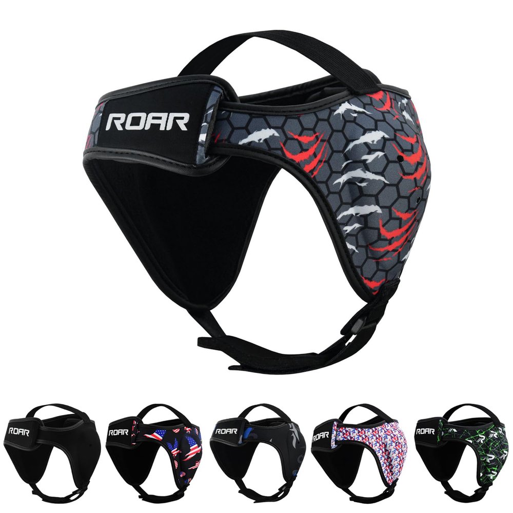 ROAR-INT Wrestling Headgear Men BJJ Ear Guard Protection MMA Grappling Cauliflower Helmet (Red, One-Size)