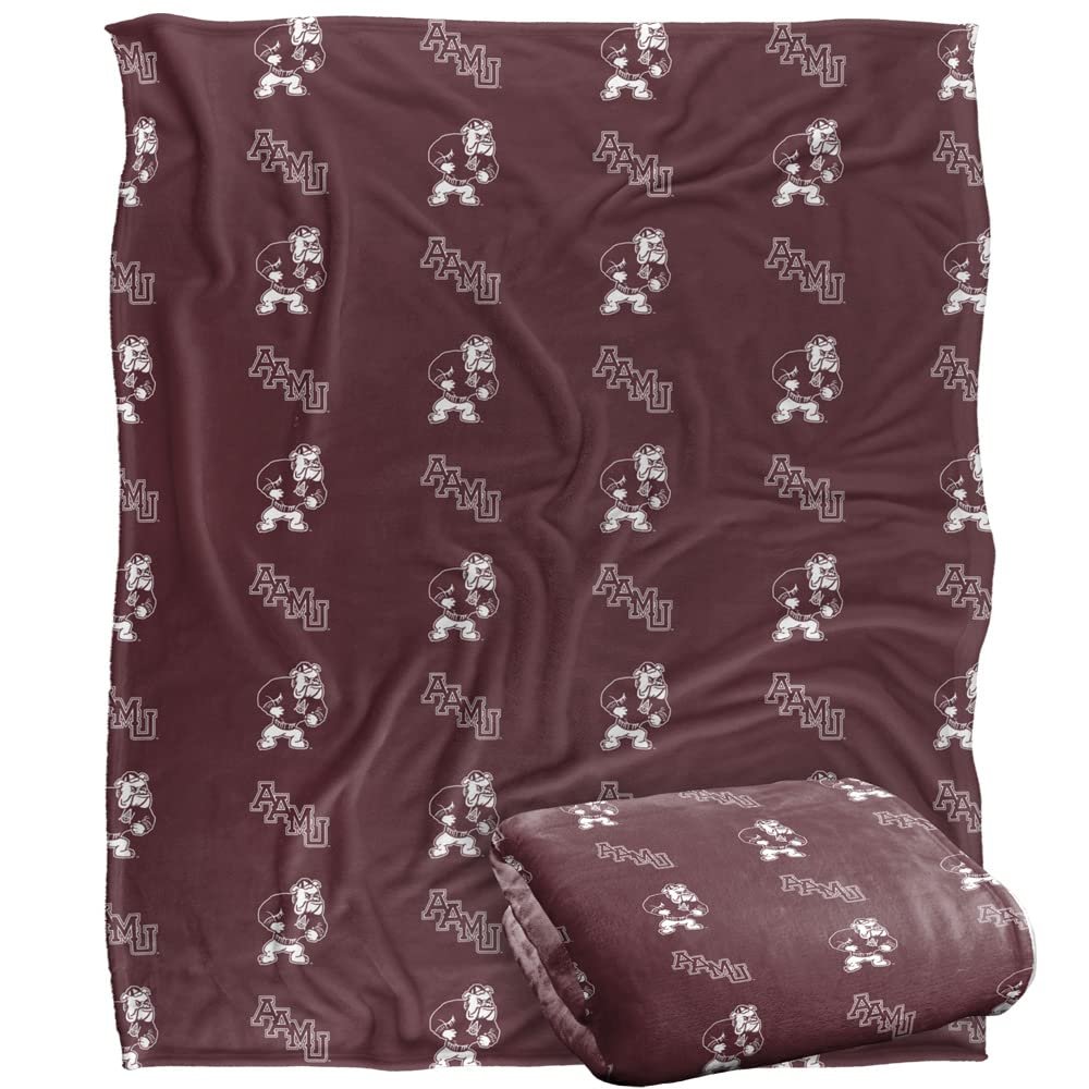 Alabama A&M University Bulldogs Blanket, 50"x60" Logo Pattern, Silky Touch Super Soft Throw