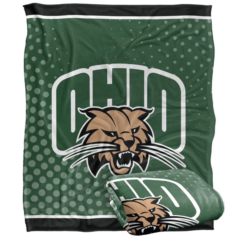 Ohio University Bobcats Blanket, 50"x60" Logo Dots, Silky Touch Super Soft Throw