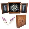 Hathaway Farmington 18-in Bristle Dart Board and Cabinet Set  Includes Self Healing Sisal Board, Rotatable Number Ring, Chalk Scoreboards & Steel-Tip Darts - Complete Dart Accessories - Walnut view 1
